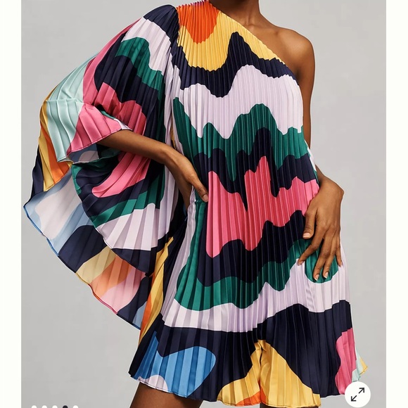 Anthropologie Pants - Anthropologie Colorful Wave One-Shoulder Jumpsuit